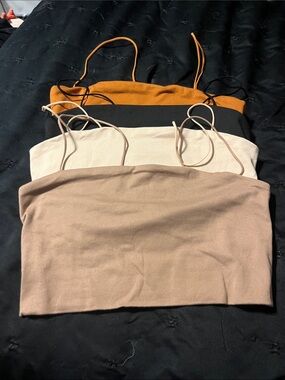 SHEIN 4-Pack Seamless Spaghetti Strap Camisoles - Tan, Cream, Black, Mustard